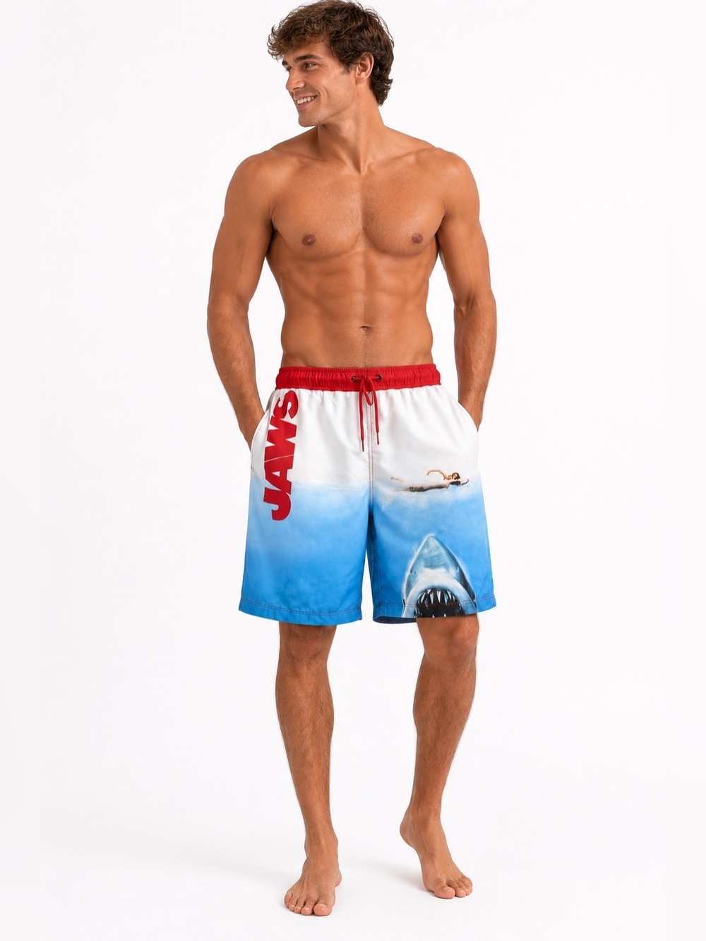 JAWS Men's Swim Trunks with Mesh Lining, Elastic Waistband, Drawstring New
